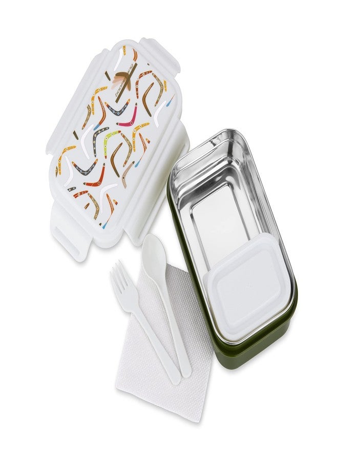 نابيا علبة طعام مدرسية للأطفال من نابيا بيبي، مصنوعة من الفولاذ المقاوم للصدأ والبلاستيك من الداخل، مع وعاء بلاستيكي داخلي وغطاء محكم الإغلاق (كبيرة، خضراء) - Image 2